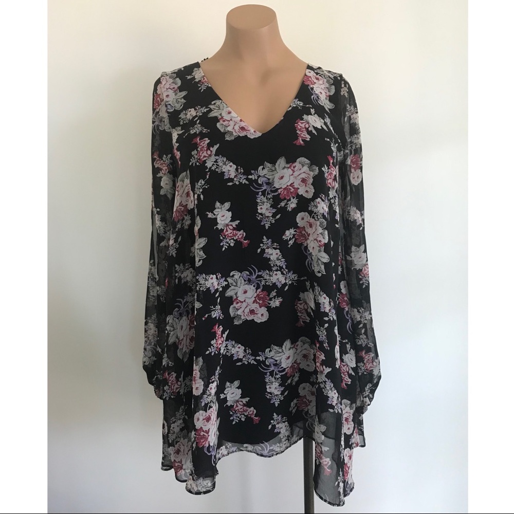 Black and floral flowy dress